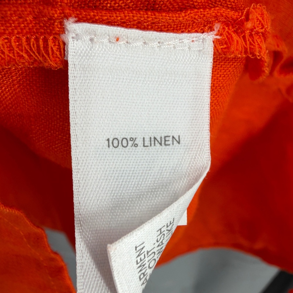 J.Jill Love Linen Shirt Size Large Orange Red Button Up Long Sleeve 100% Linen - Picture 4 of 4